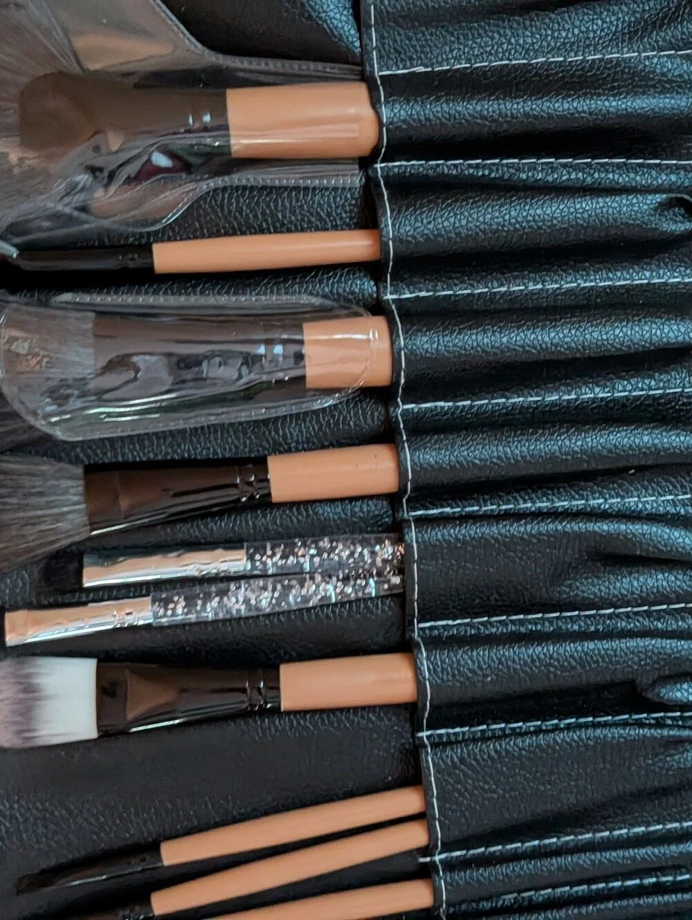 New Full Set Makeup Brush Roll - Black Handle Brushes